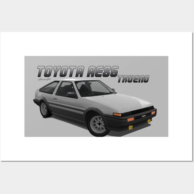 Toyota AE86 Sprinter Trueno Silver Wall Art by PjesusArt